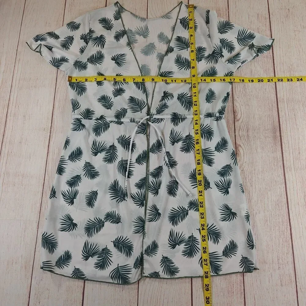 Girl's Shein palm print stretch mesh swim coverup 12-13Y